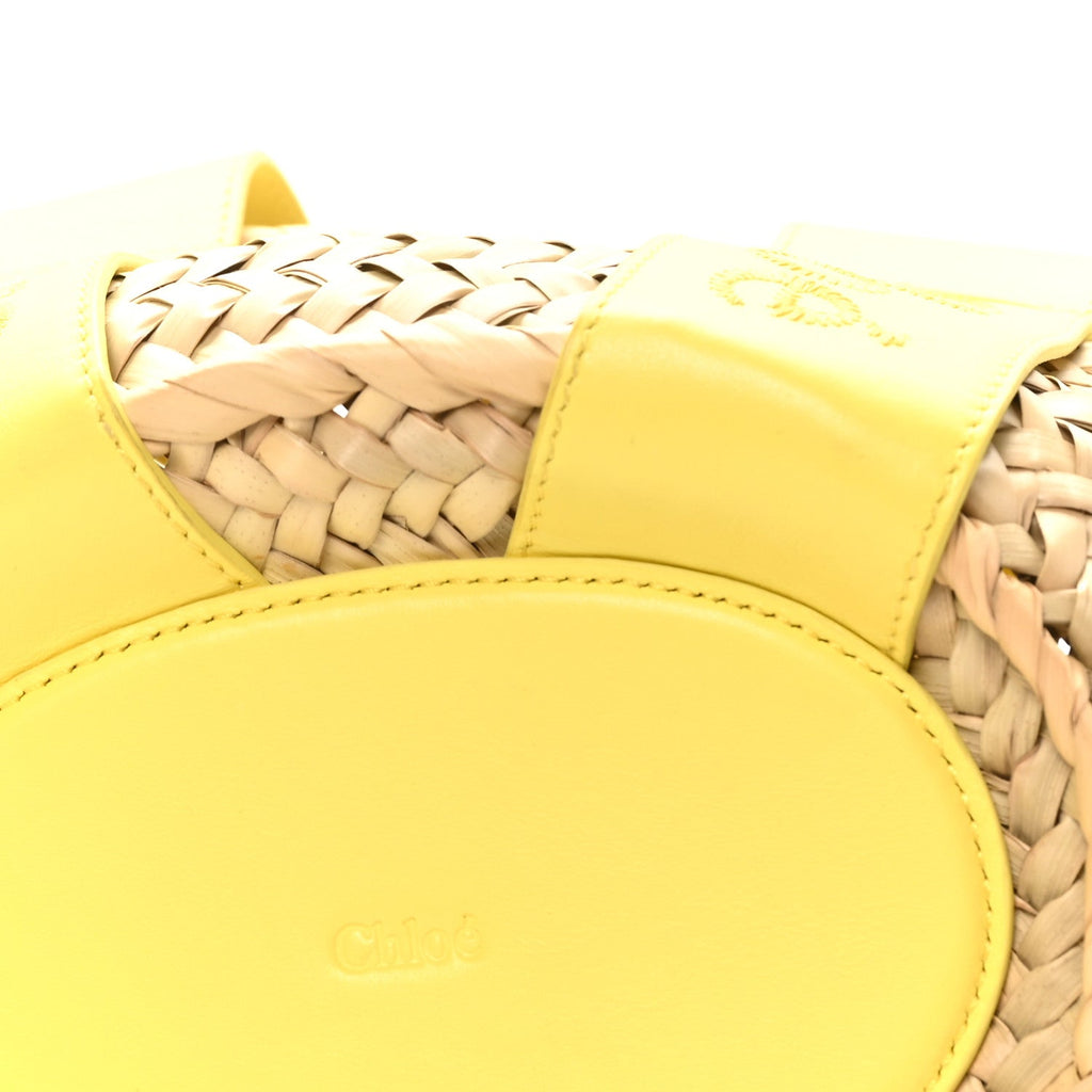 Raffia Smooth Calfskin Small Sense Basket Daffodil Yellow