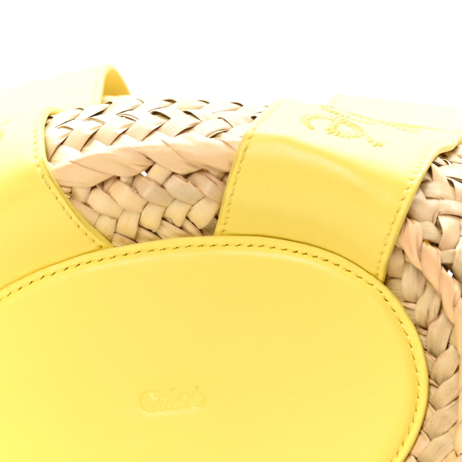 Raffia Smooth Calfskin Small Sense Basket Daffodil Yellow