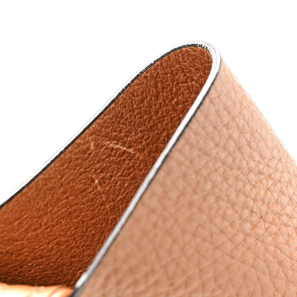 Grained Calfskin Large Spin Tote Clay Brown