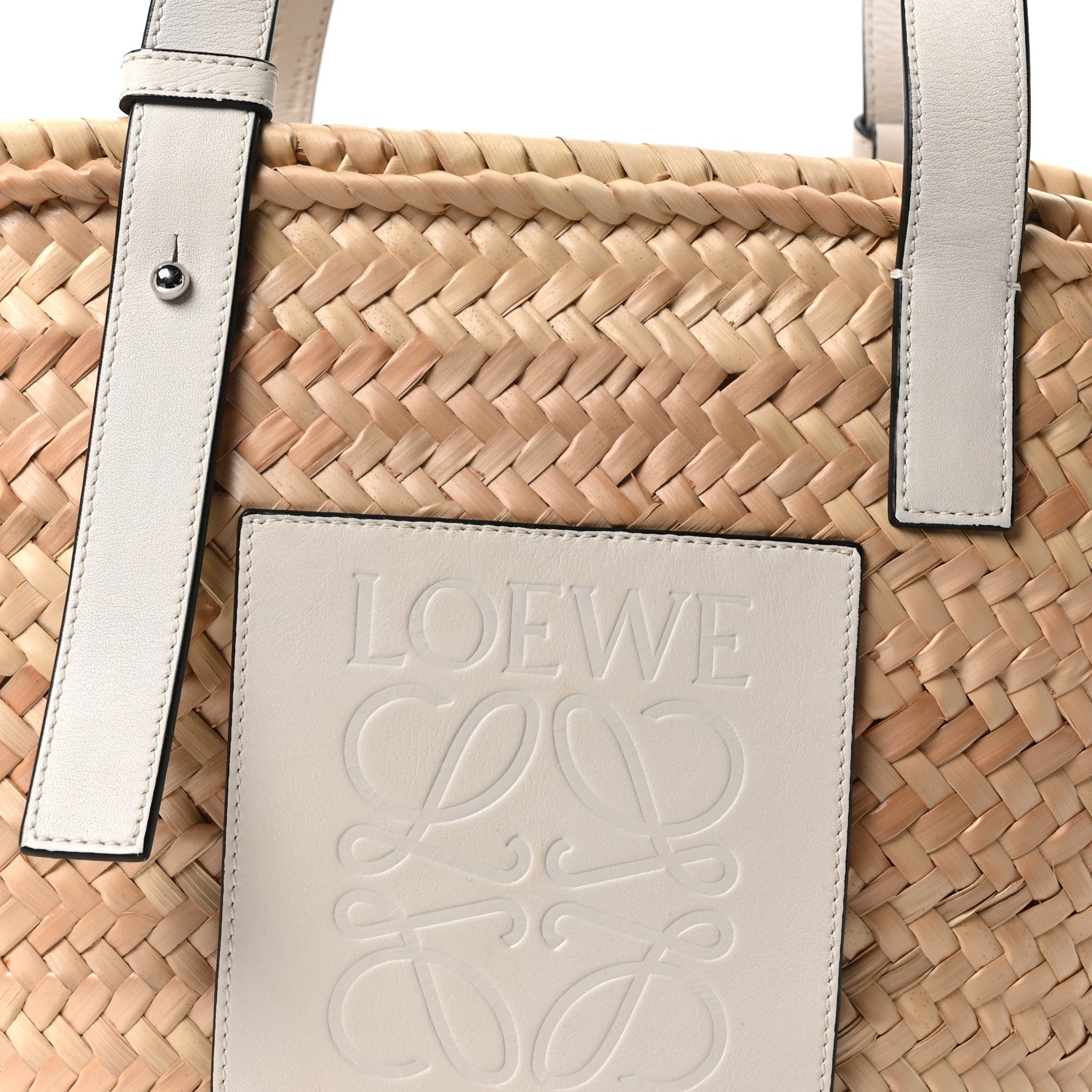 Raffia Basket Tote Bag Natural White