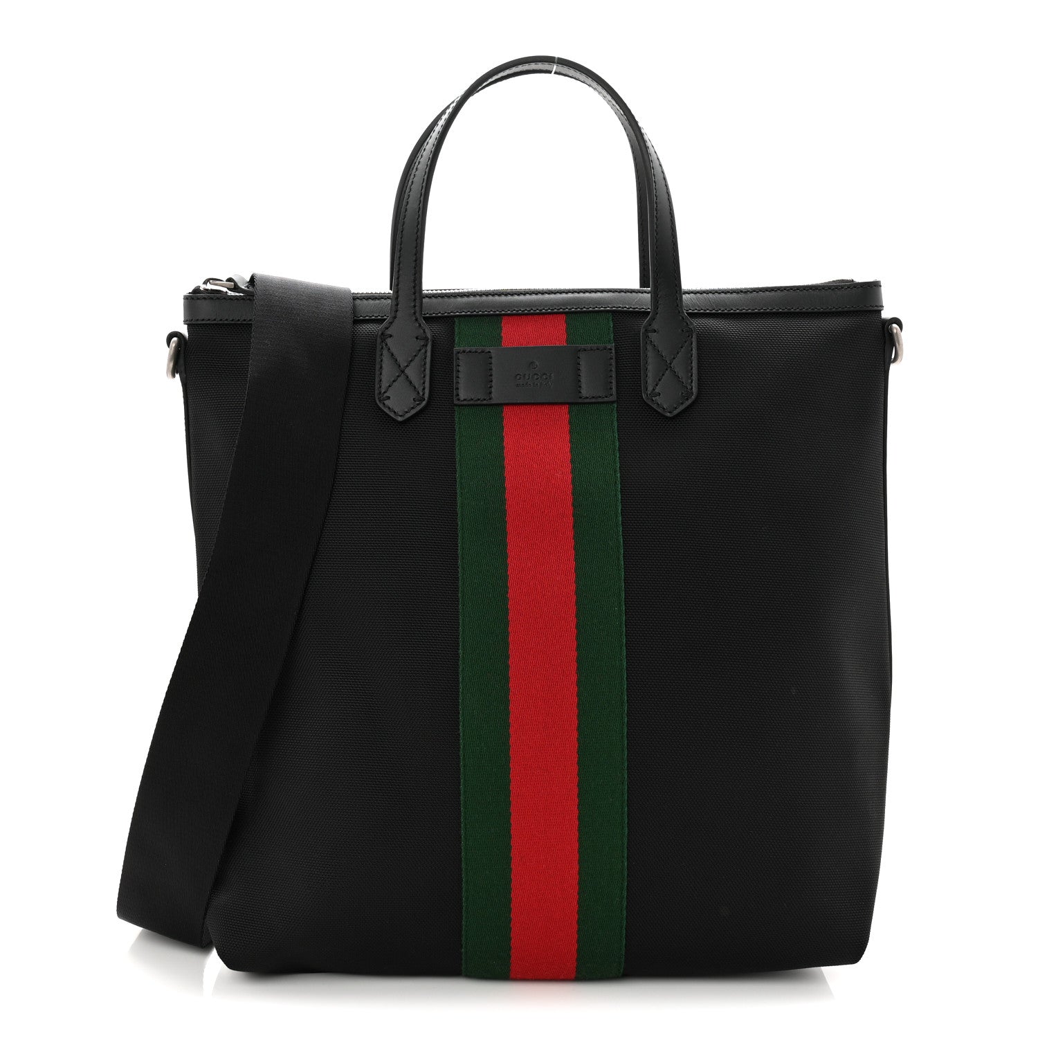 Techno Canvas Web Top Handle Shoulder Bag Black