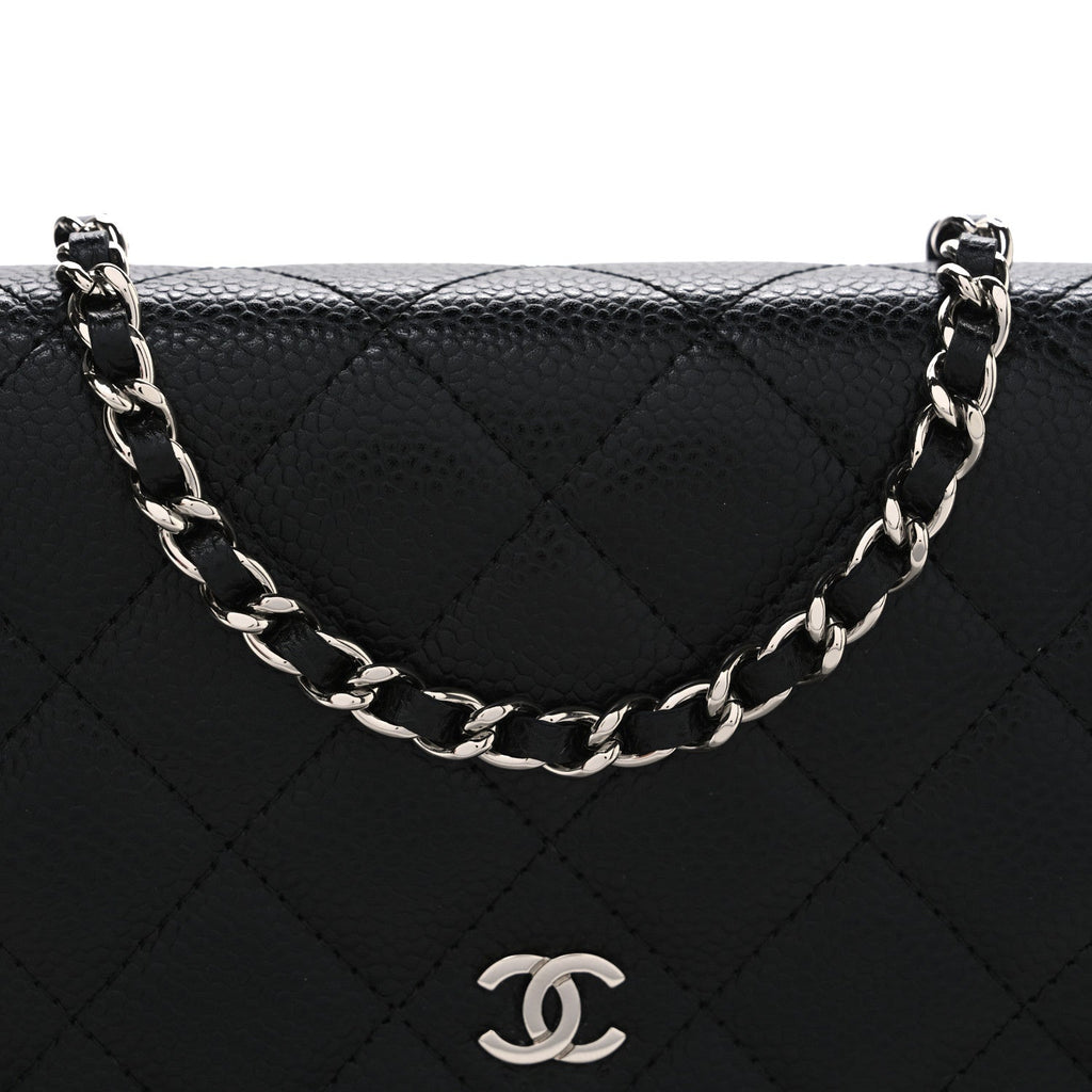 Caviar Quilted Wallet on Chain WOC Black