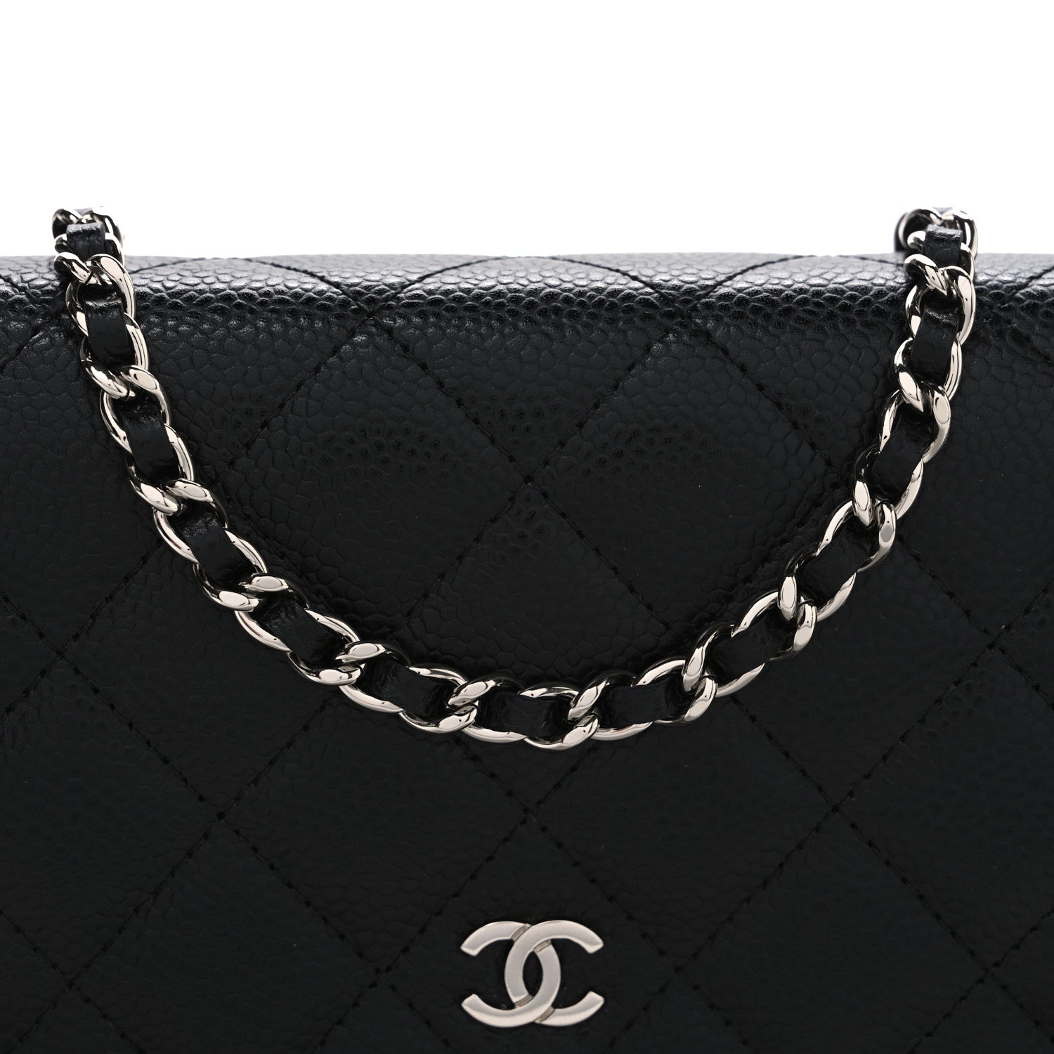 Caviar Quilted Wallet on Chain WOC Black