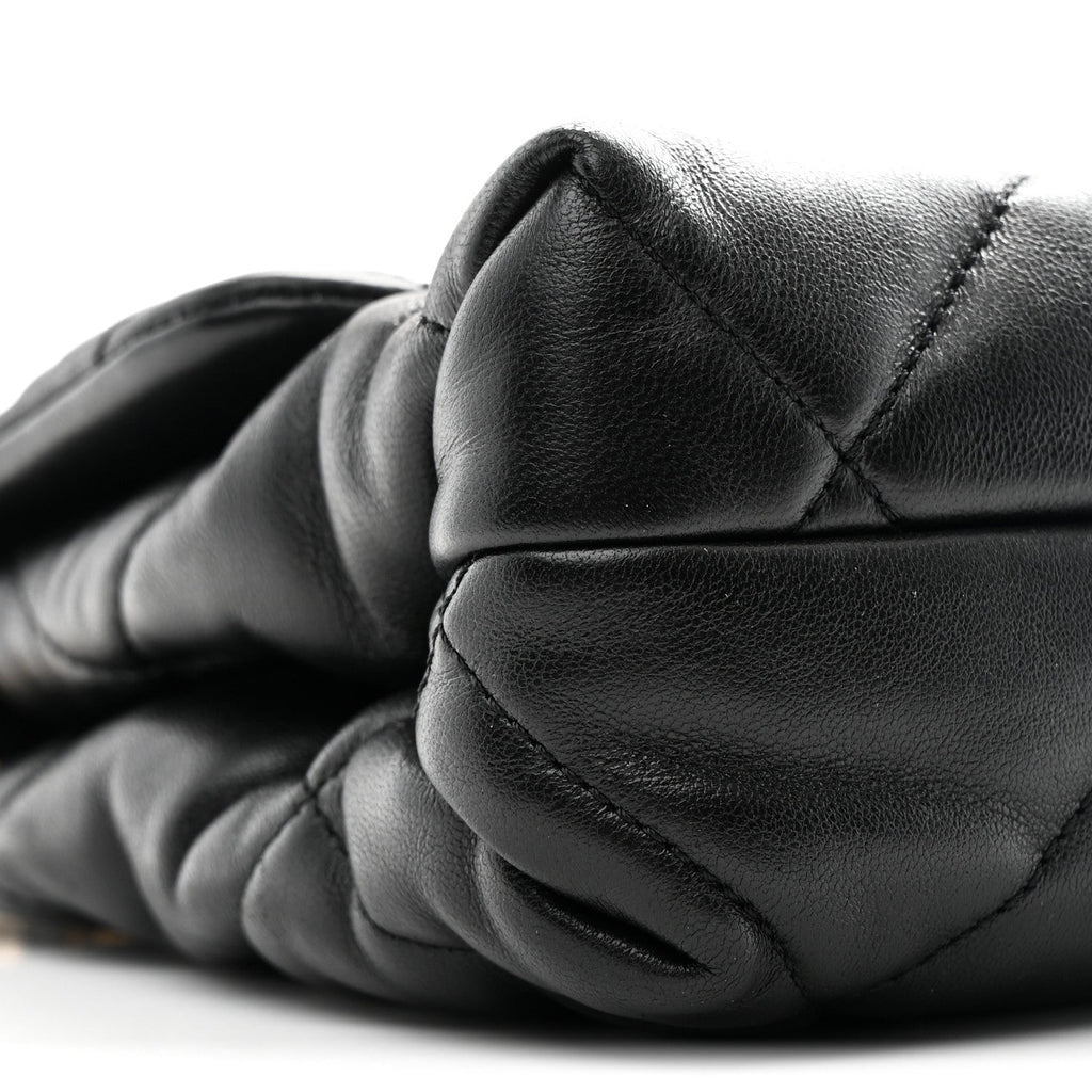 Lambskin Quilted Small Chain Top Handle Flap Black