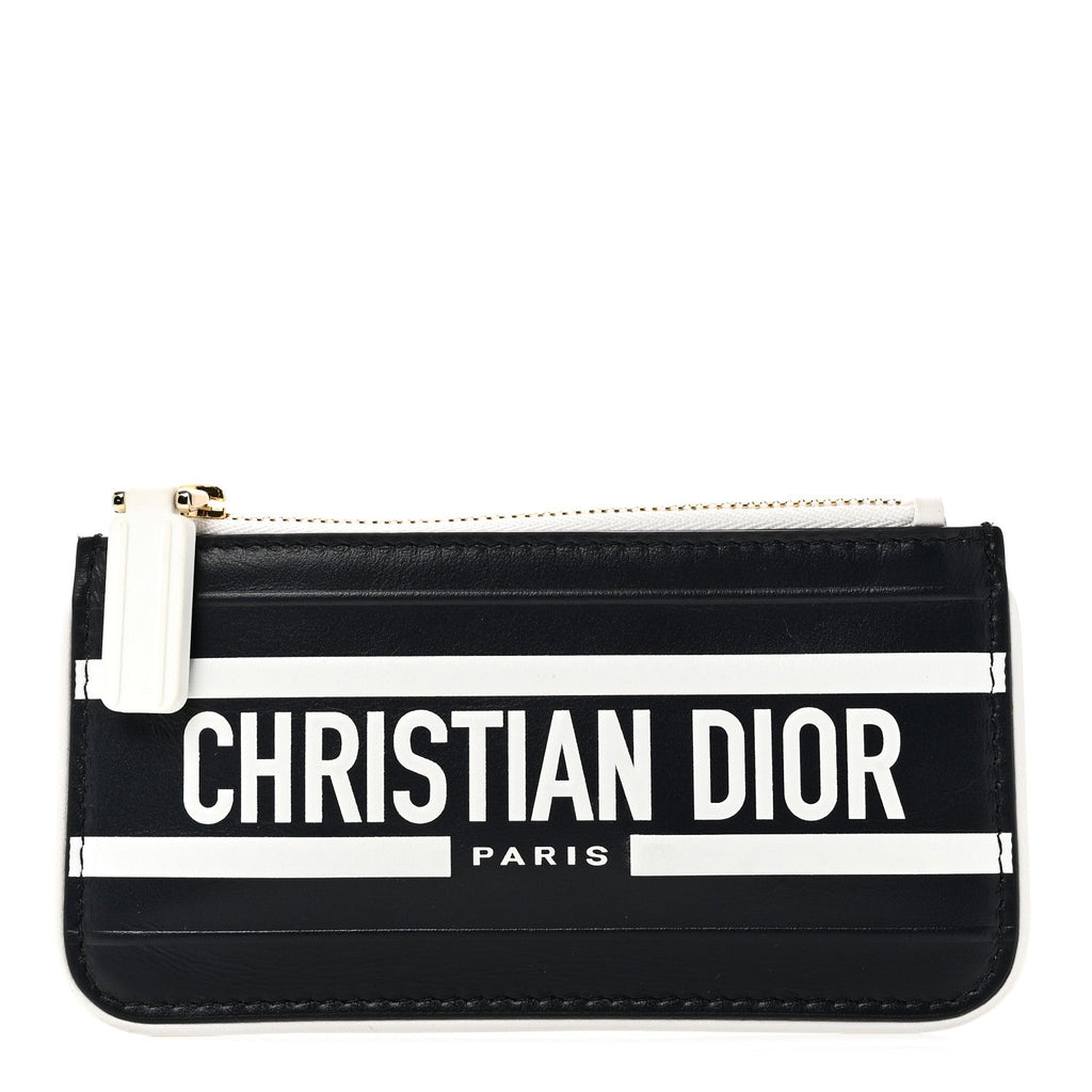 Calfskin Vibe Zip Key Wallet Blue White