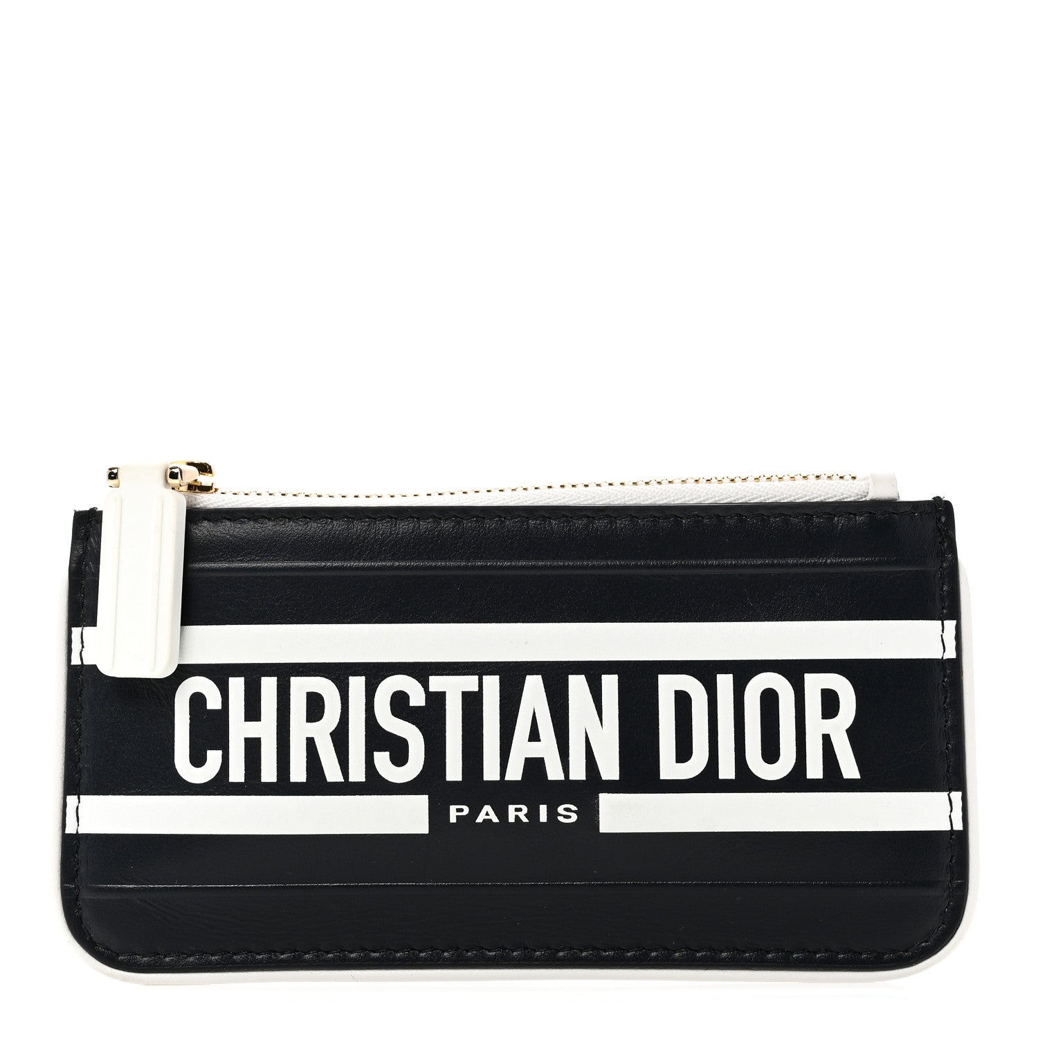 Calfskin Vibe Zip Key Wallet Blue White