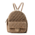 Tweed Front Pocket Backpack Beige