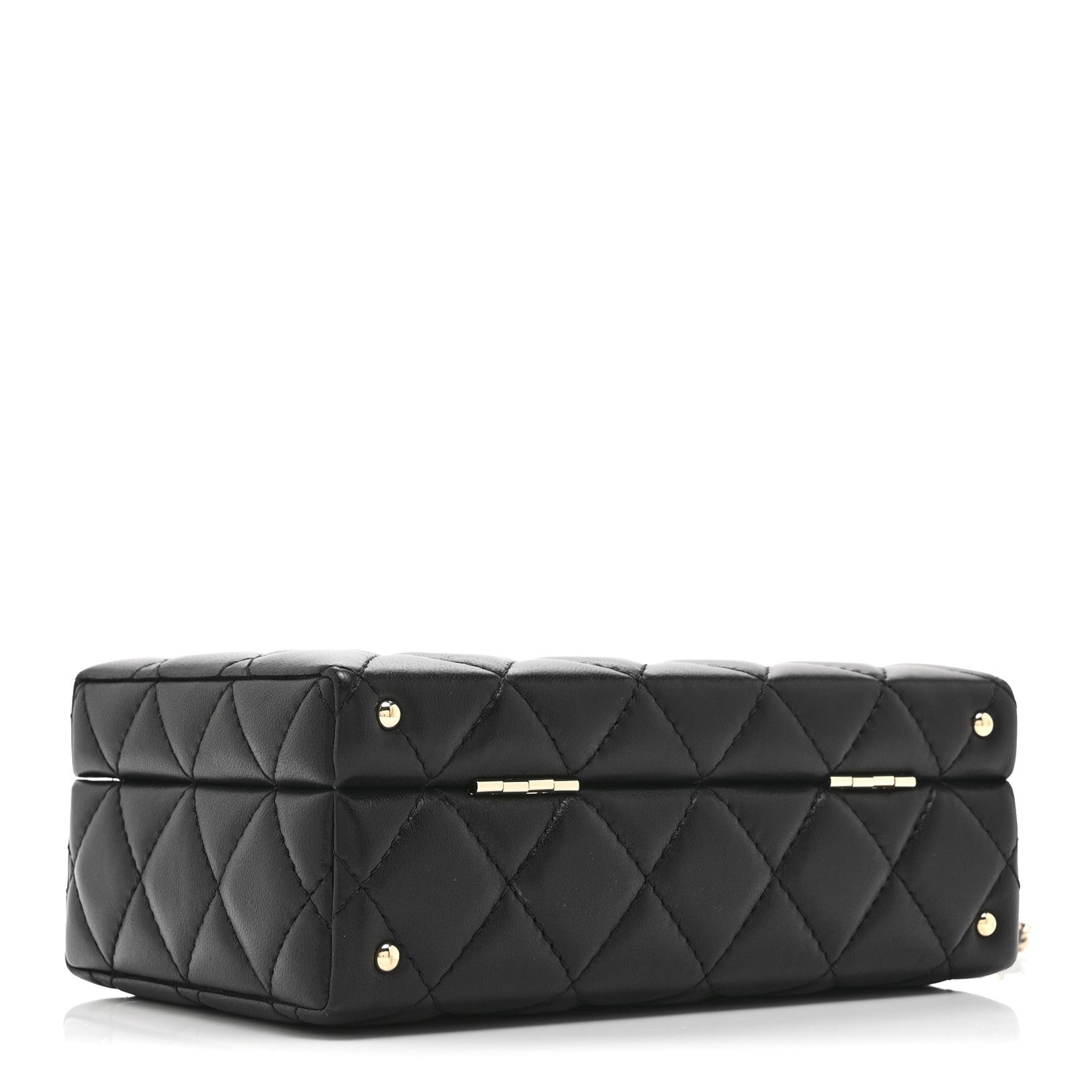 Lambskin Quilted Small CC Top Handle Box Bag Black