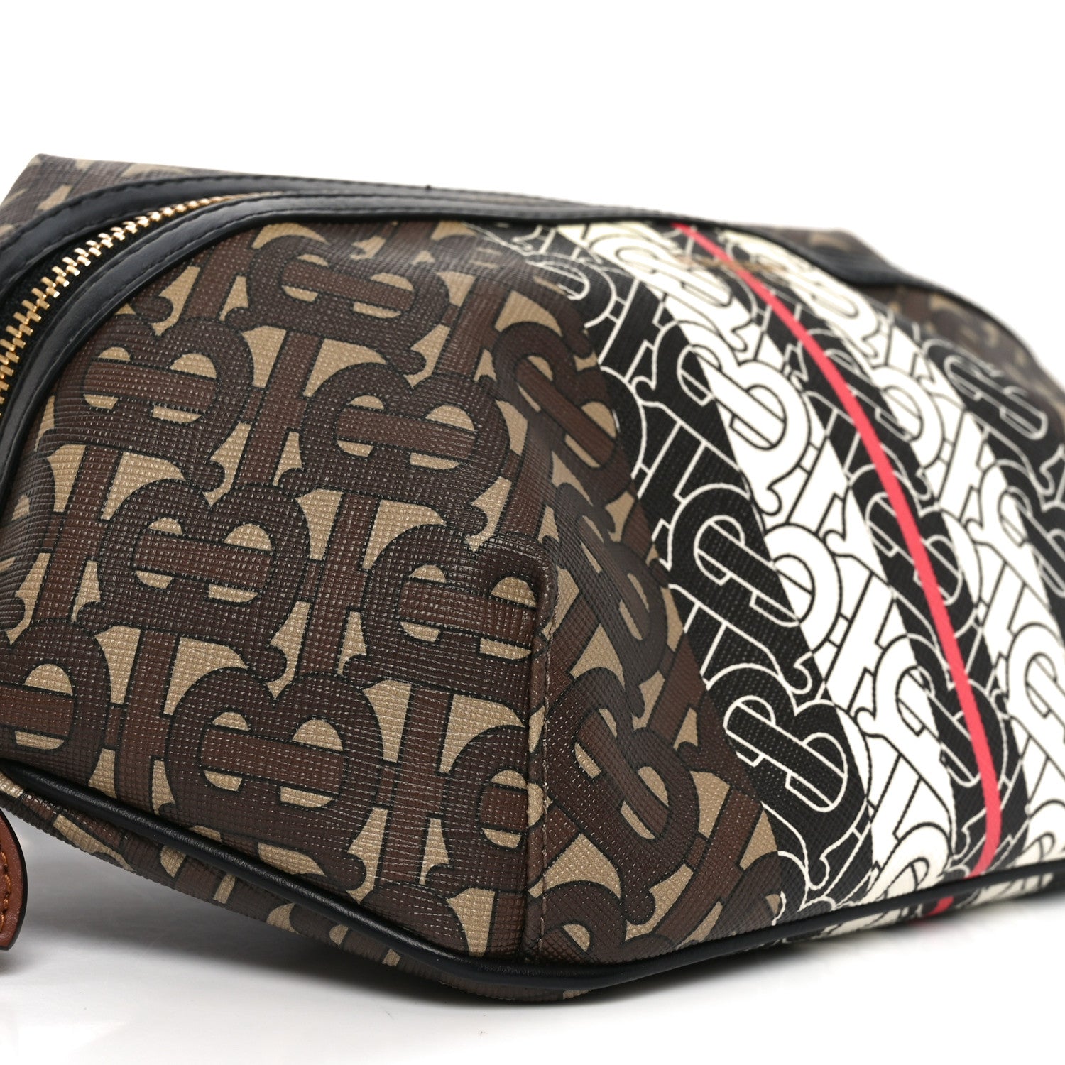 E-Canvas Monogram Stripe Medium Sonny Bum Bag Bridle Brown