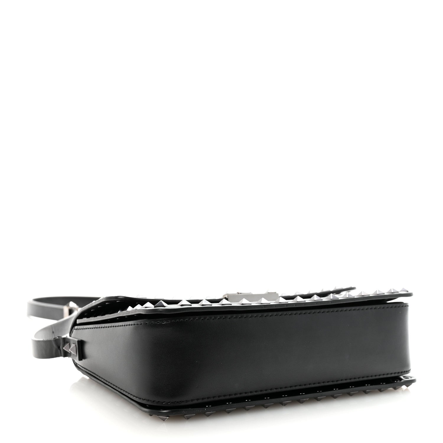 Smooth Calfskin Enamel Tonal Rockstud23 Shoulder Bag Black