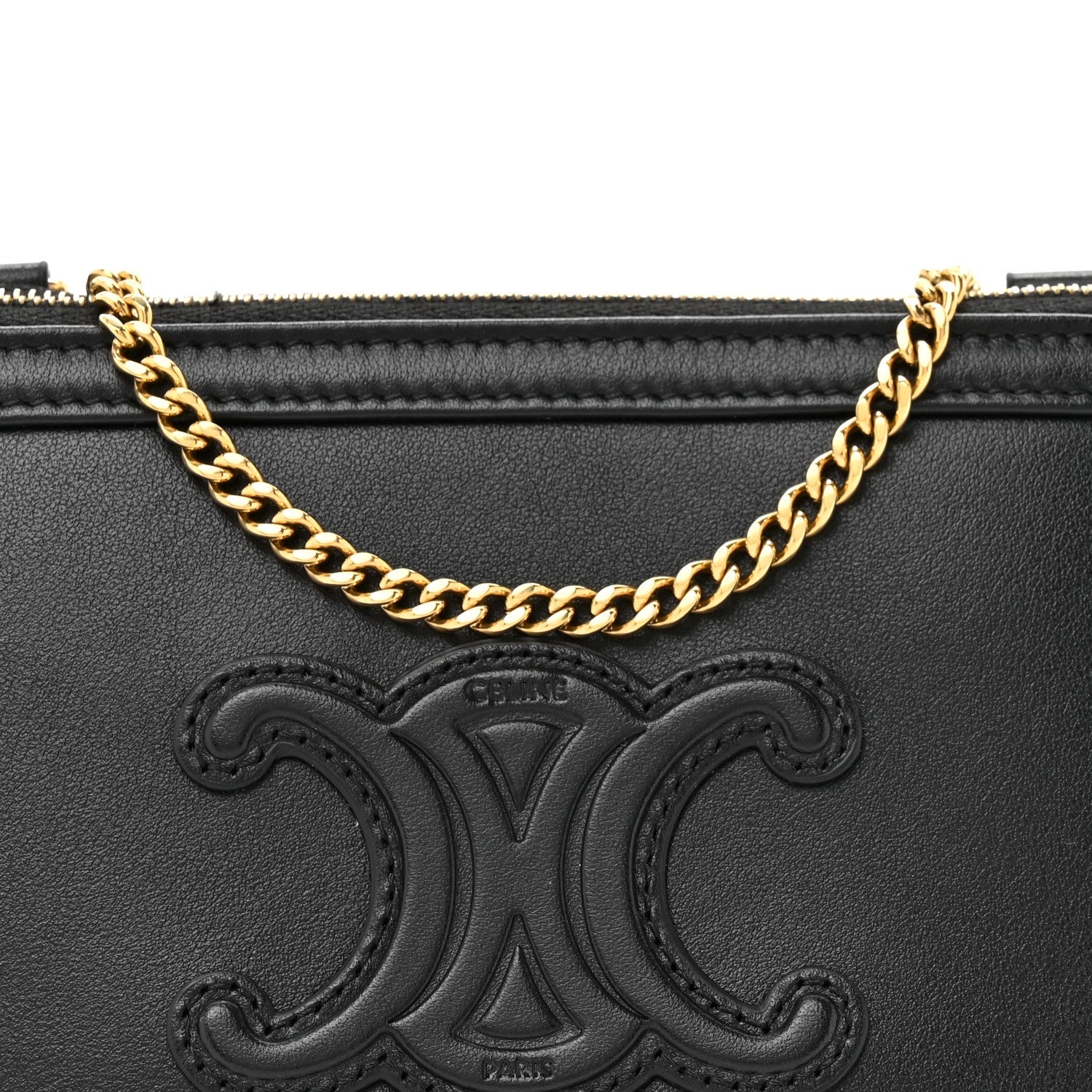 Smooth Calfskin Cuir Triomphe Clutch on Chain Black