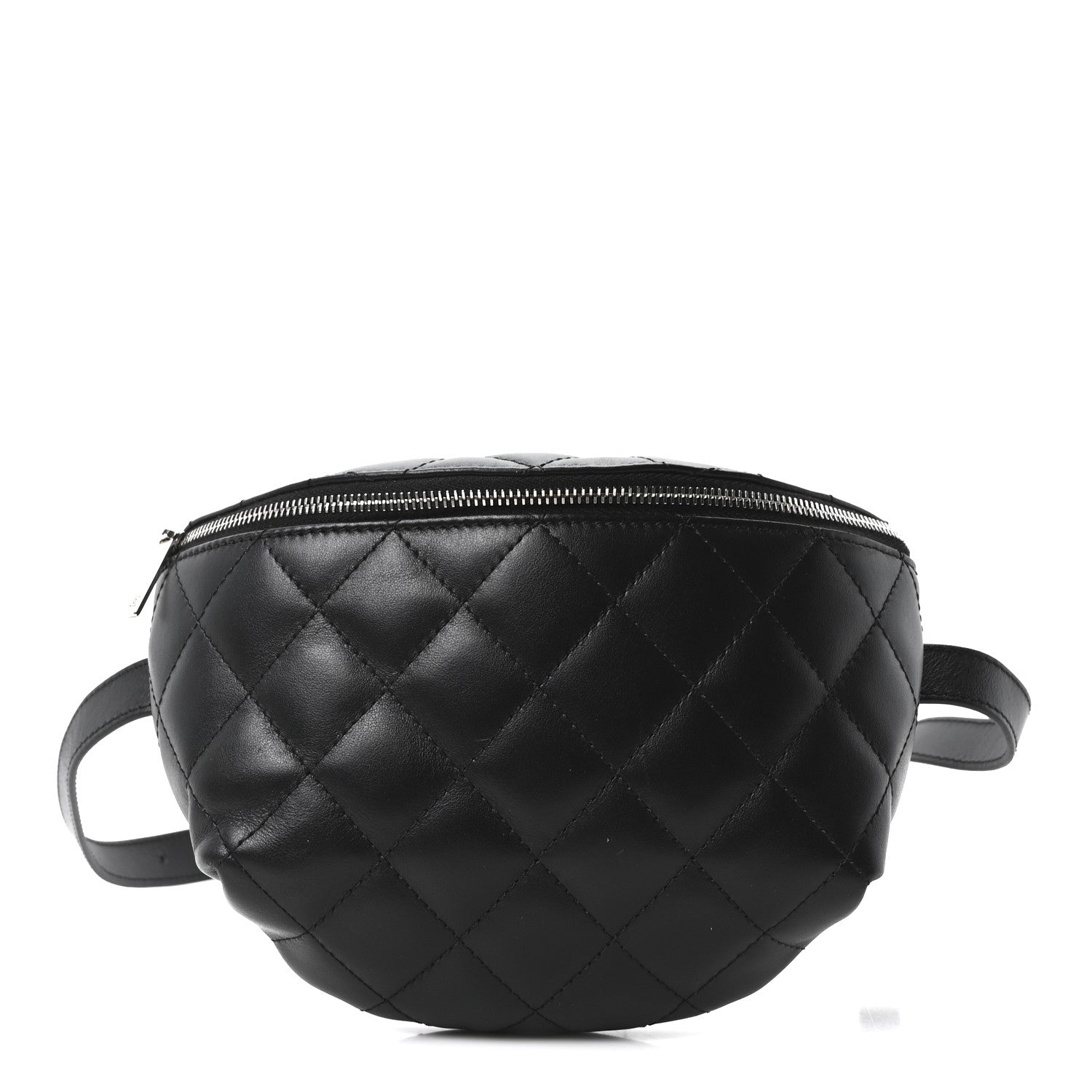 Calfskin Quilted Uniform Waist Belt Bag Black