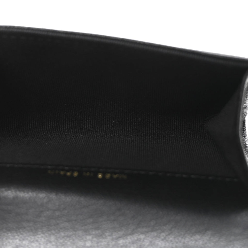 Goatskin Quilted Flap  Holder Black