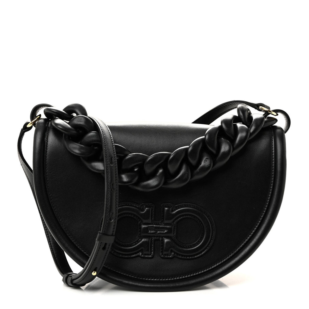 Calfskin Aura Shoulder Bag Black