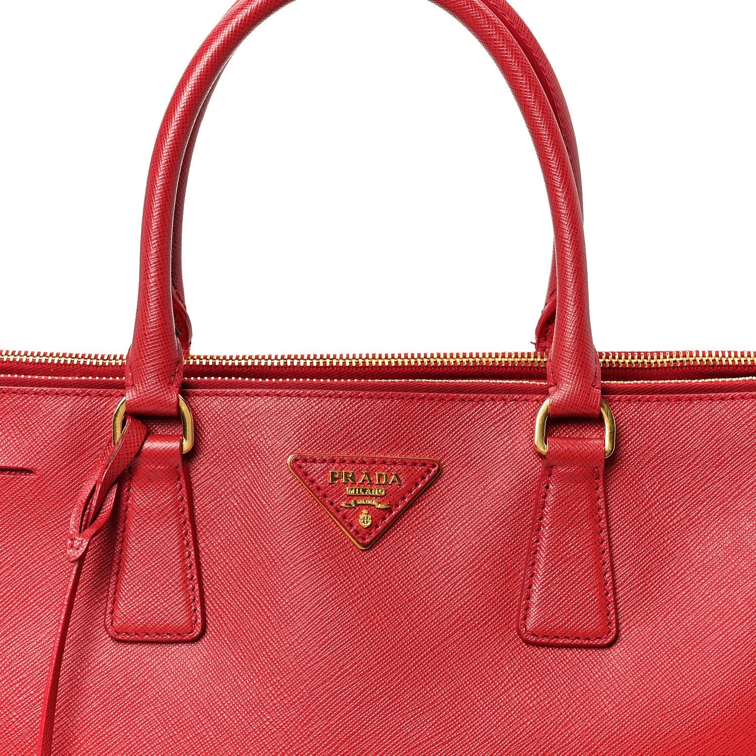 Saffiano Lux Large Double Zip Tote Fuoco