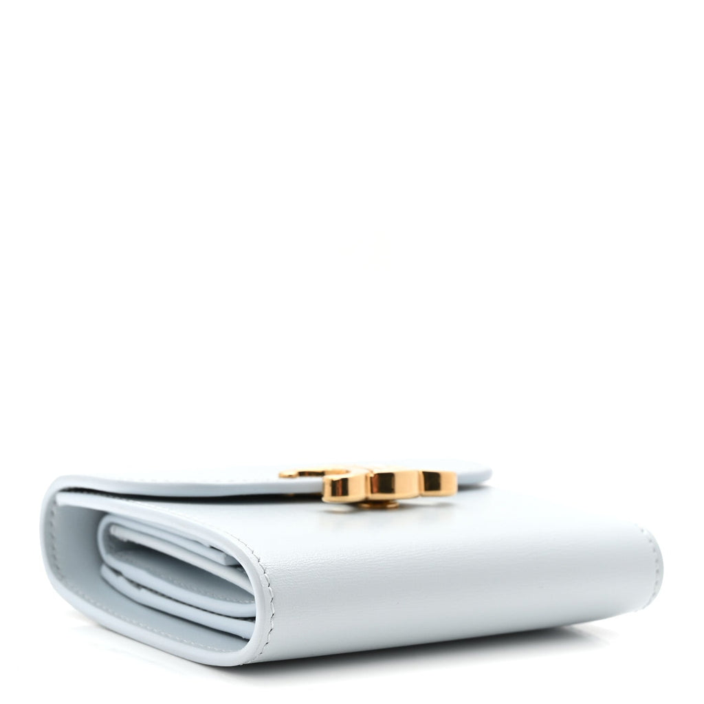 Shiny Calfskin Small Triomphe Wallet Soft Blue