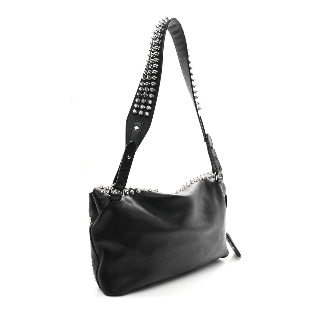 Calfskin Studded Dalston Shoulder Bag Black