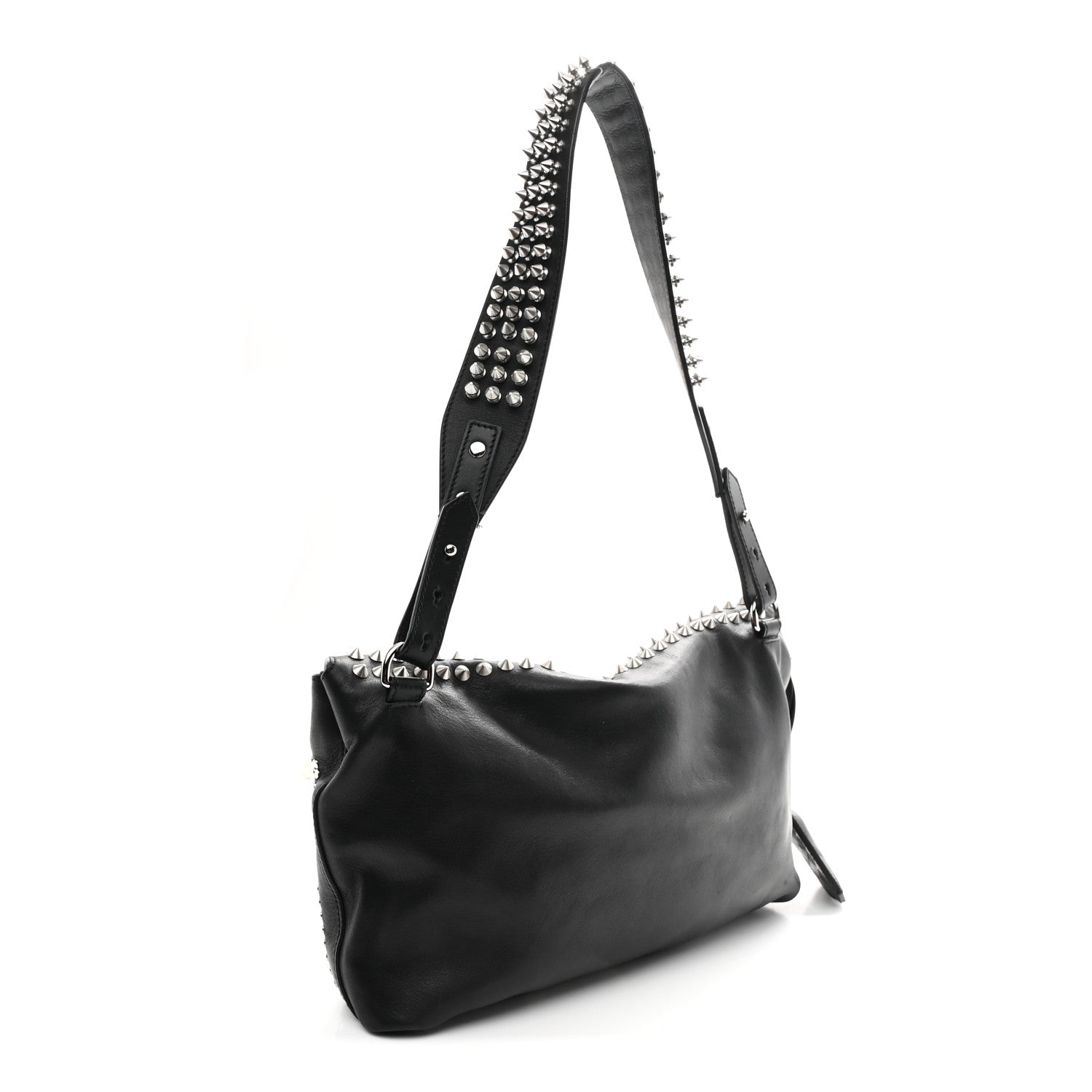 Calfskin Studded Dalston Shoulder Bag Black