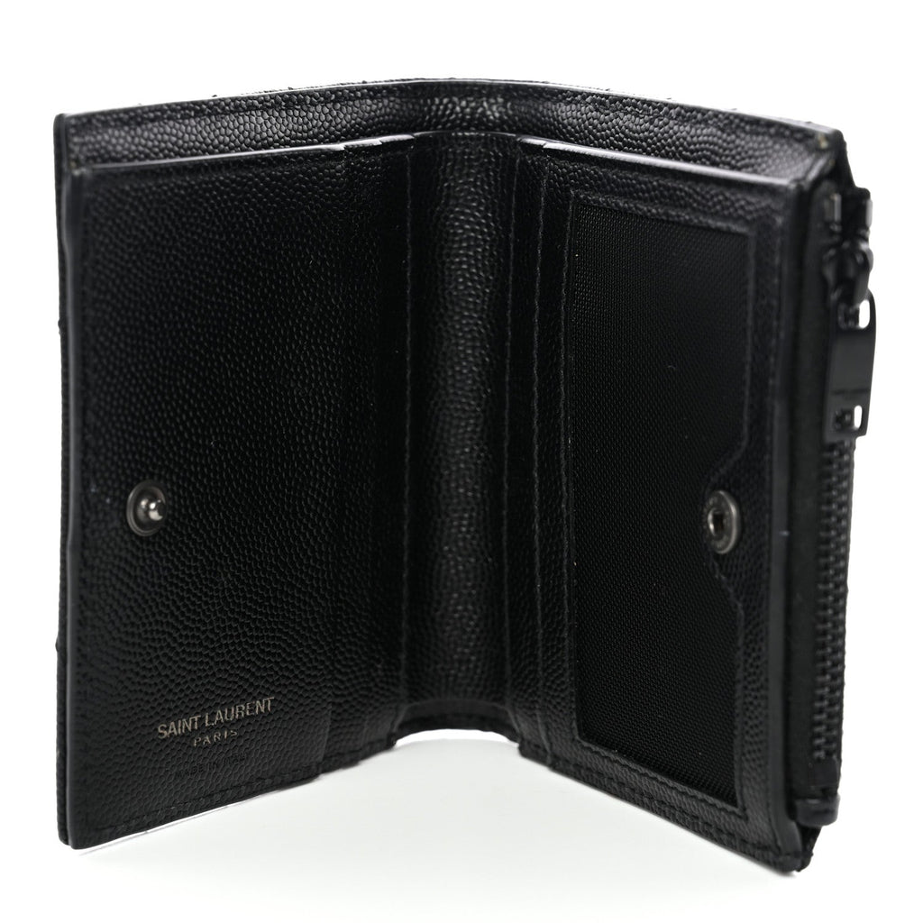 Grain De Poudre Matelasse Chevron Monogram Zipped Two-Part Wallet Black