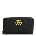 Calfskin Matelasse GG Marmont Zip Around Organizer Wallet Black