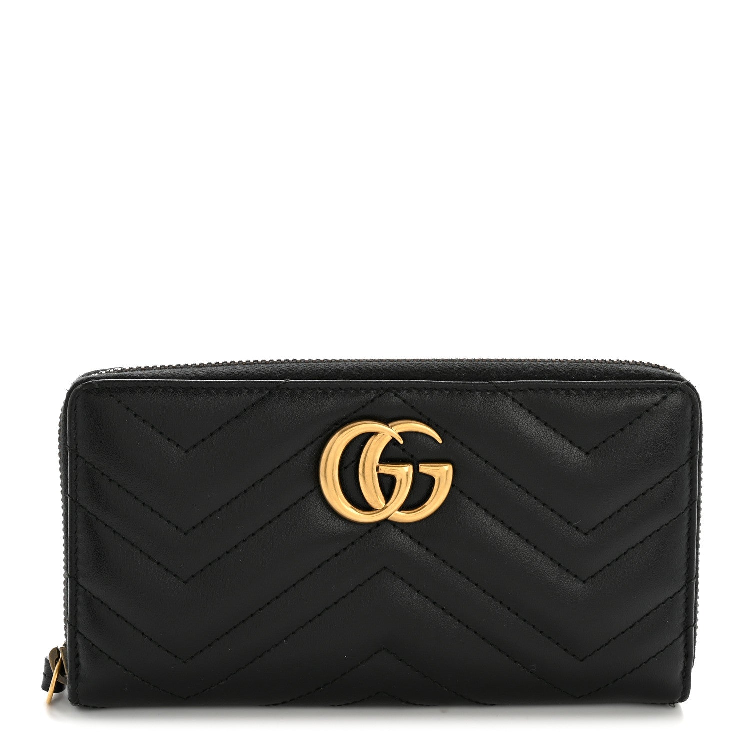Calfskin Matelasse GG Marmont Zip Around Organizer Wallet Black