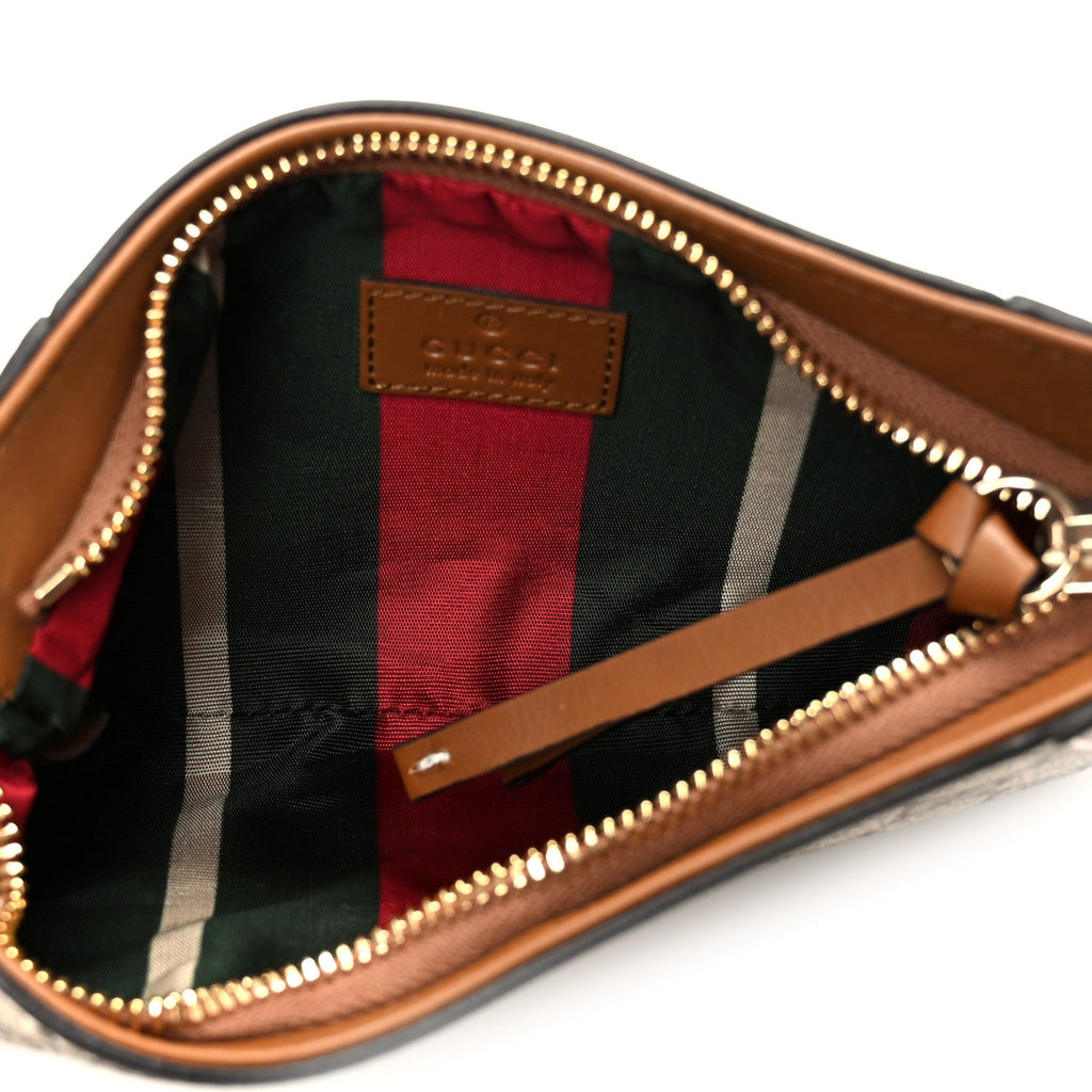 GG Monogram Calfskin Small Emblem Shoulder Bag Beige Dark Brown