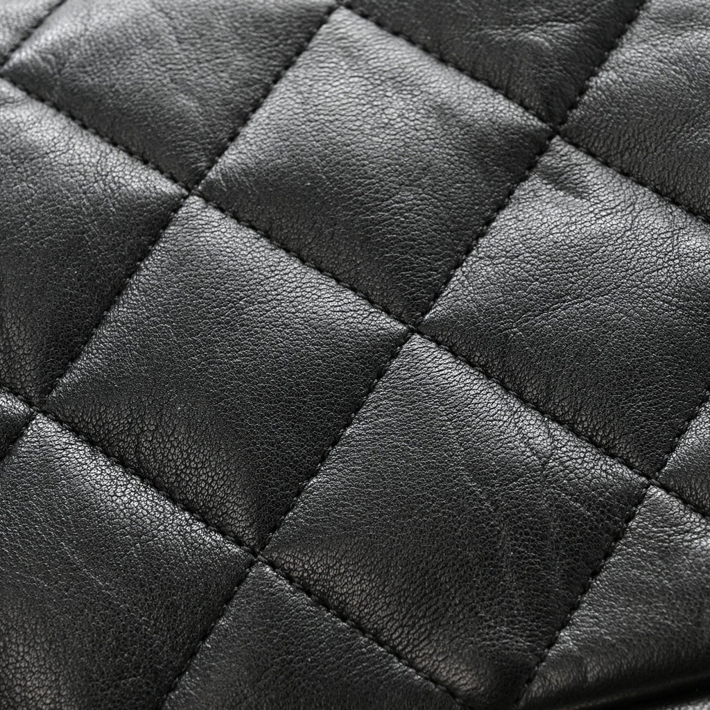Washed Lambskin Quilted Maxi Chain Around Flap Black