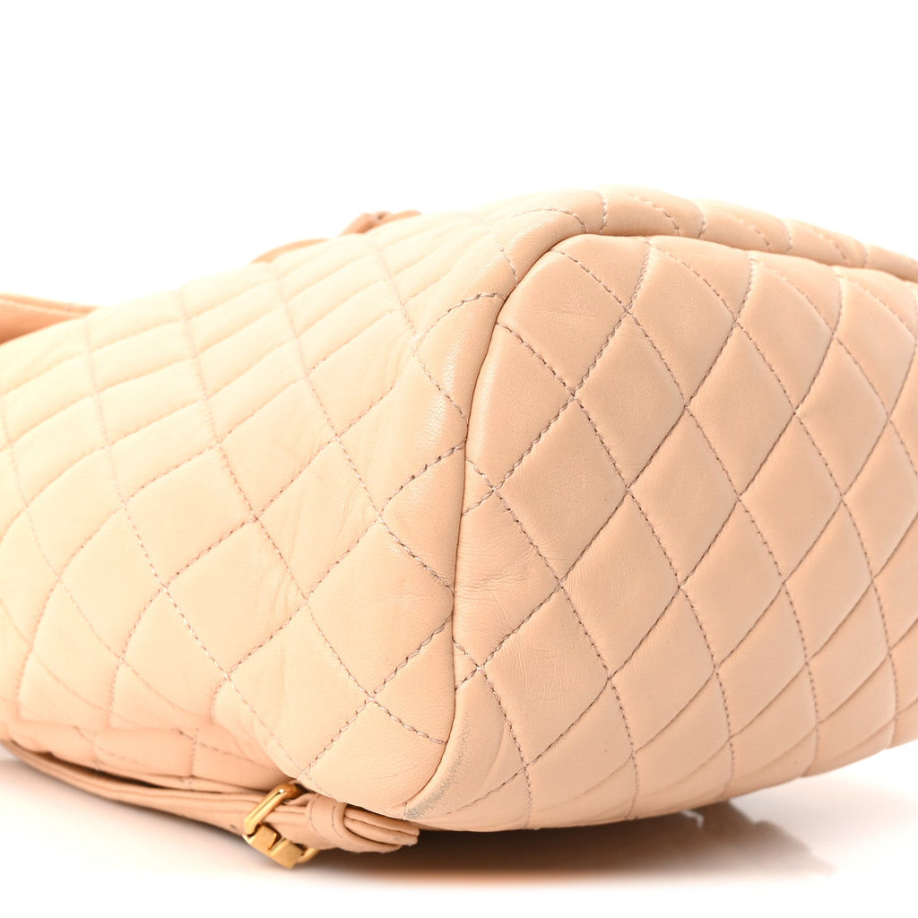 Calfskin Quilted Small Urban Spirit Backpack Beige