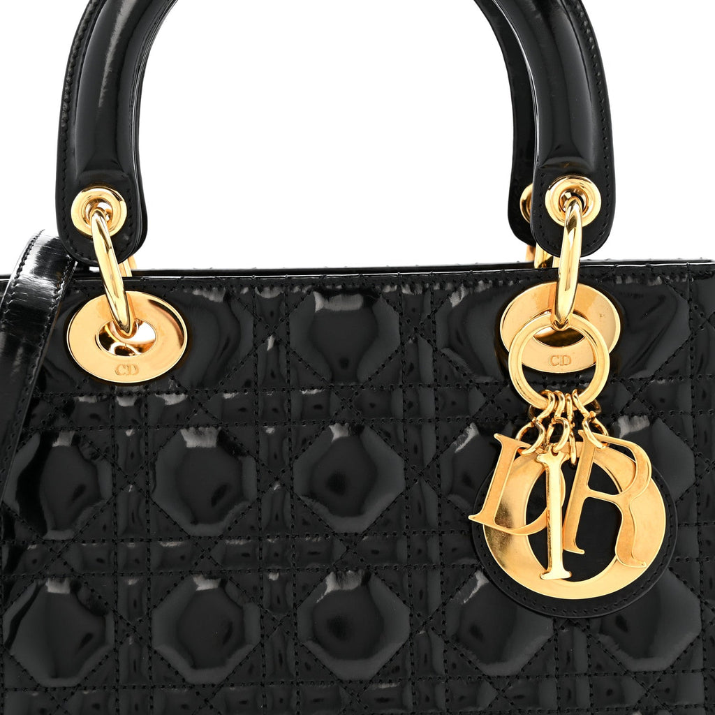 Patent Cannage Medium Lady Dior Black