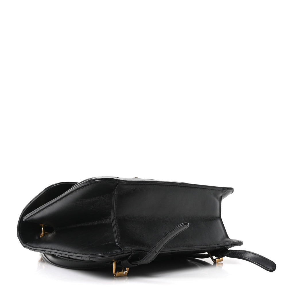 Aged Calfskin Quilted Double You Backpack Black