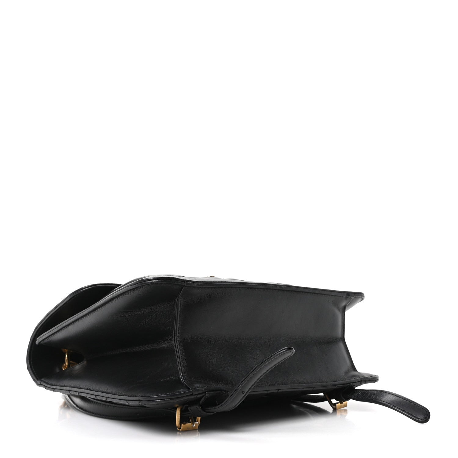 Aged Calfskin Quilted Double You Backpack Black