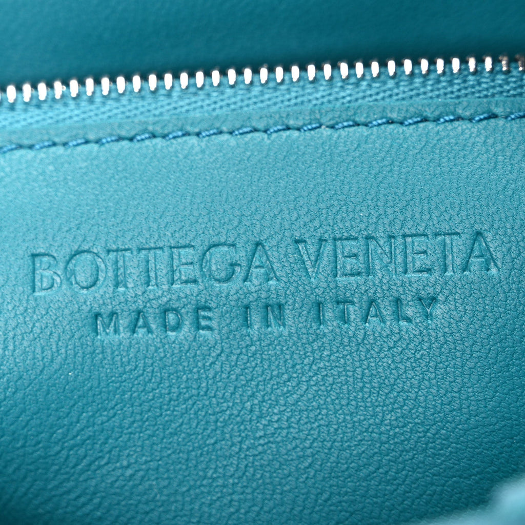 Lambskin Maxi Intrecciato Cassette Crossbody Bag Petrol Blue