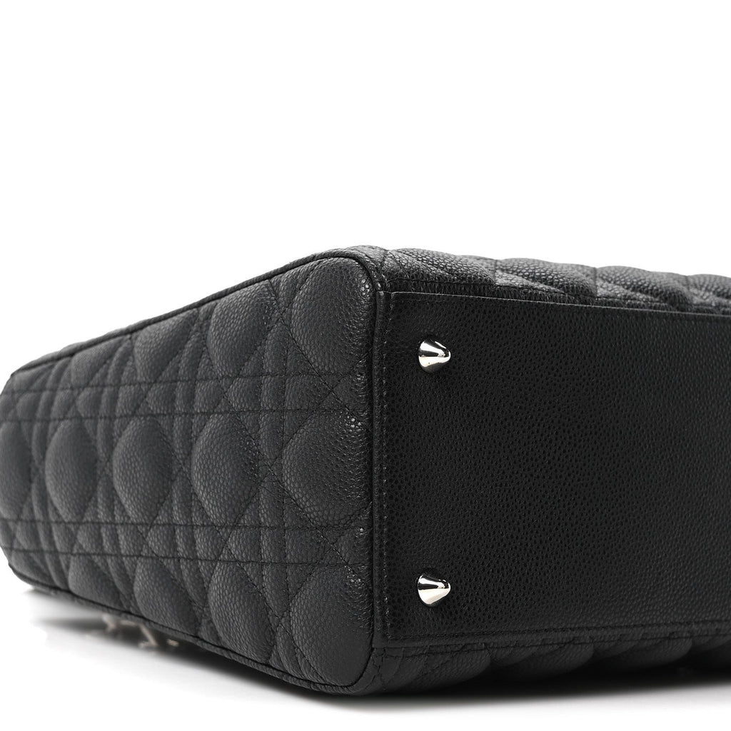 Grained Calfskin Cannage Medium Lady Dior Black