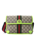 GG Supreme Monogram Web Small Ophidia Belt Bag Beige Ebony Electric Green