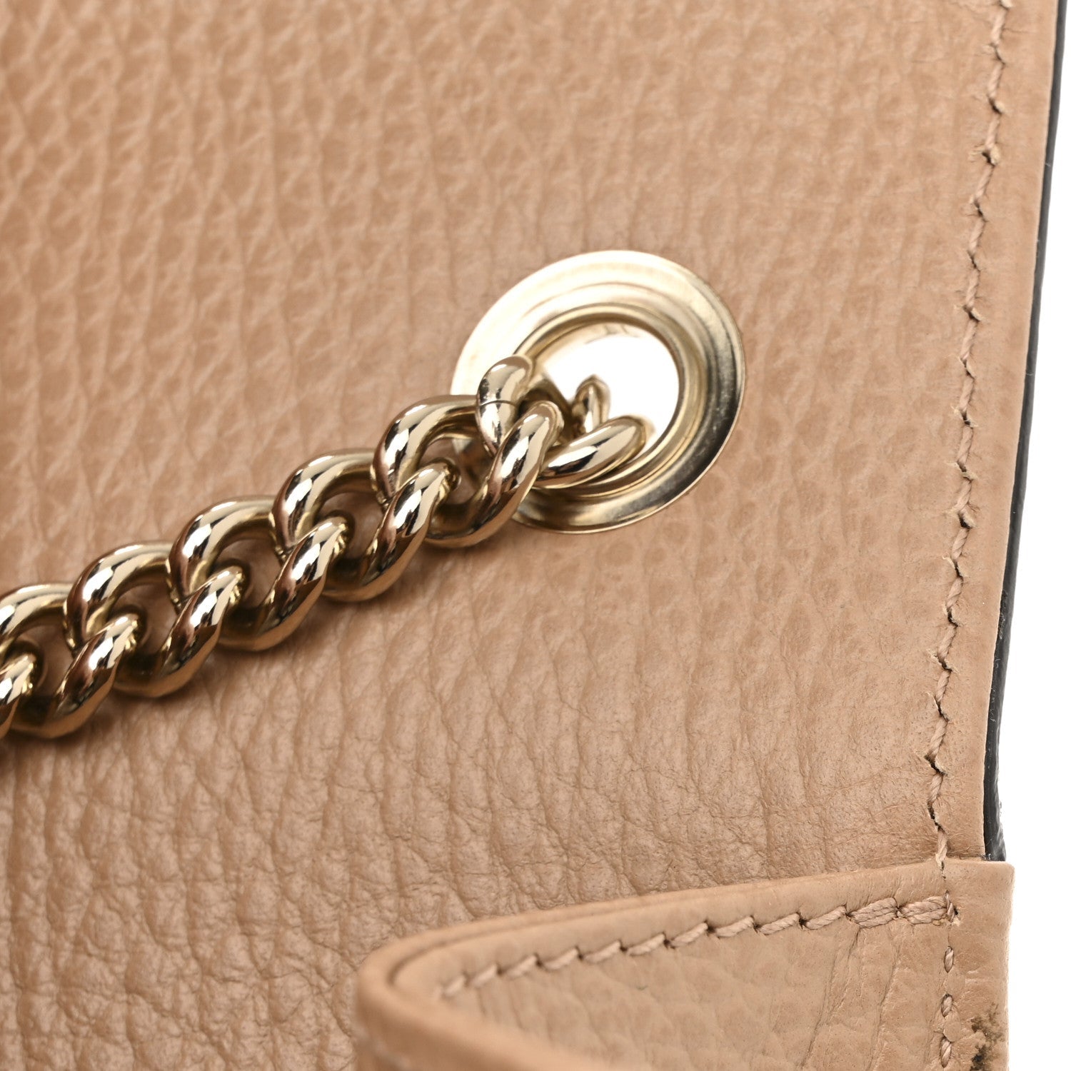 Dollar Calfskin Small Interlocking G Shoulder Bag Camelia