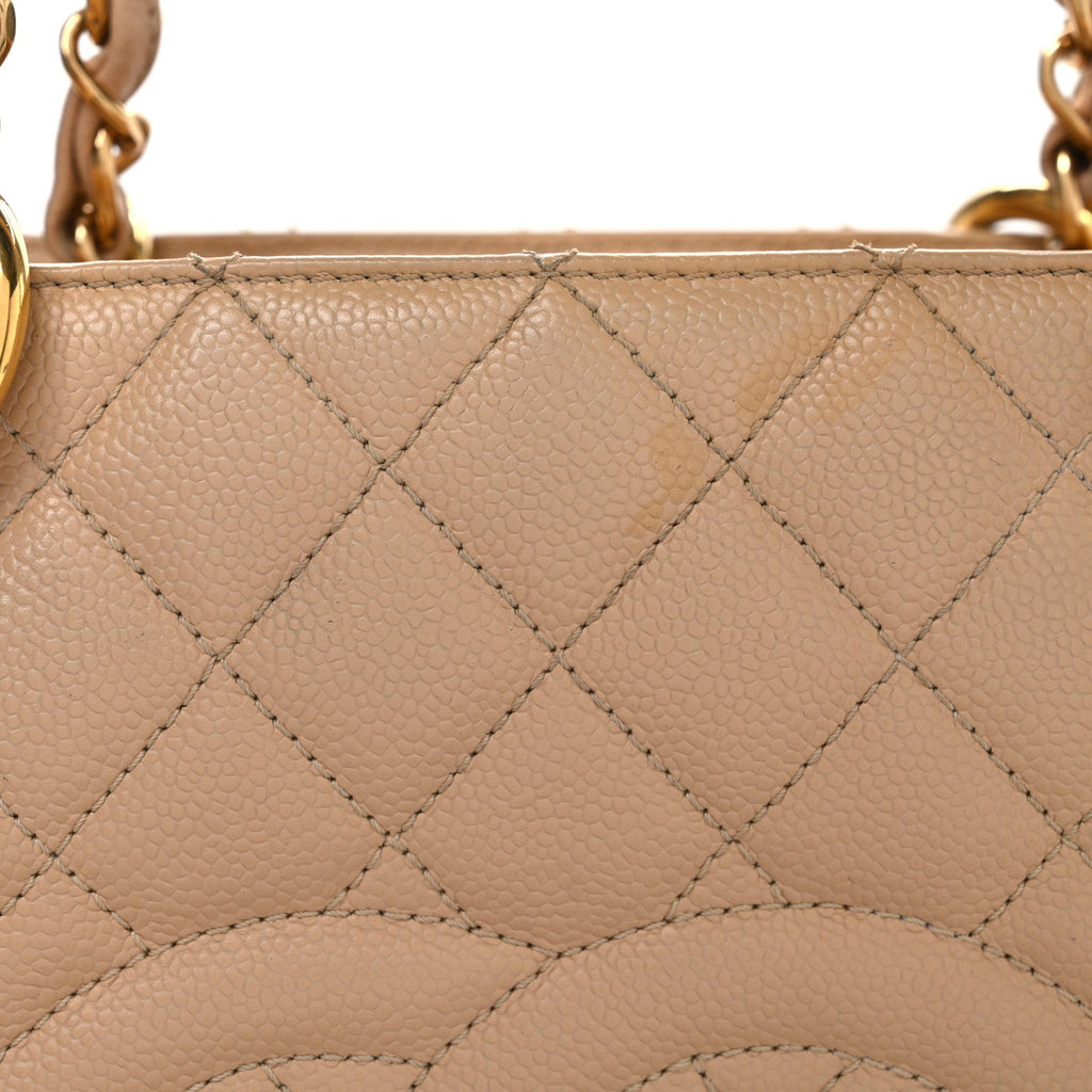 Caviar Quilted Grand Shopping Tote GST Beige