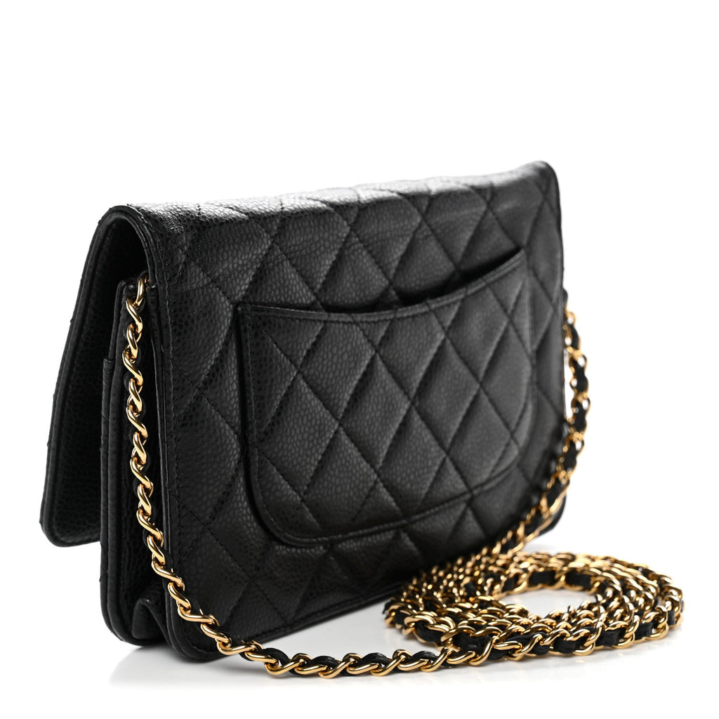Caviar Quilted CC Turnlock Wallet On Chain WOC Black