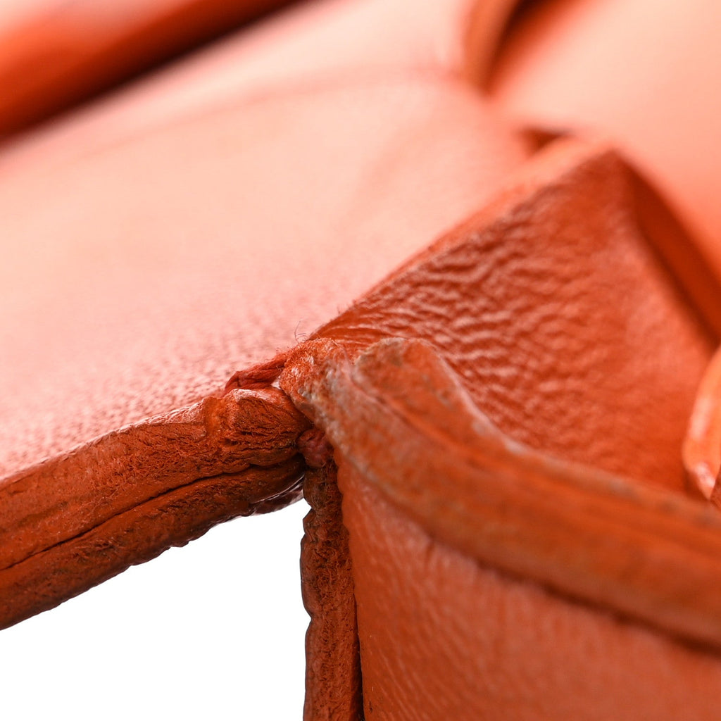Lambskin Maxi Intrecciato Cassette Crossbody Bag Orange