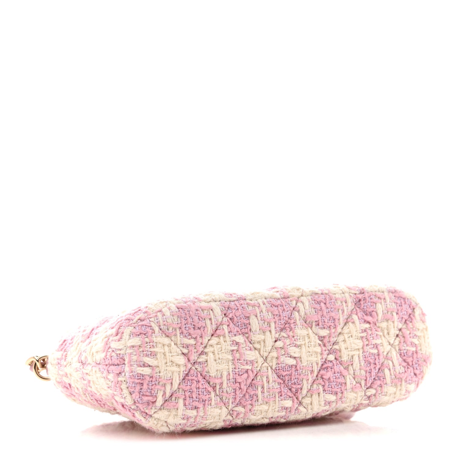 Tweed Quilted Mini Clutch With Chain Pink