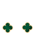 18K Yellow Gold Malachite Vintage Alhambra Earrings