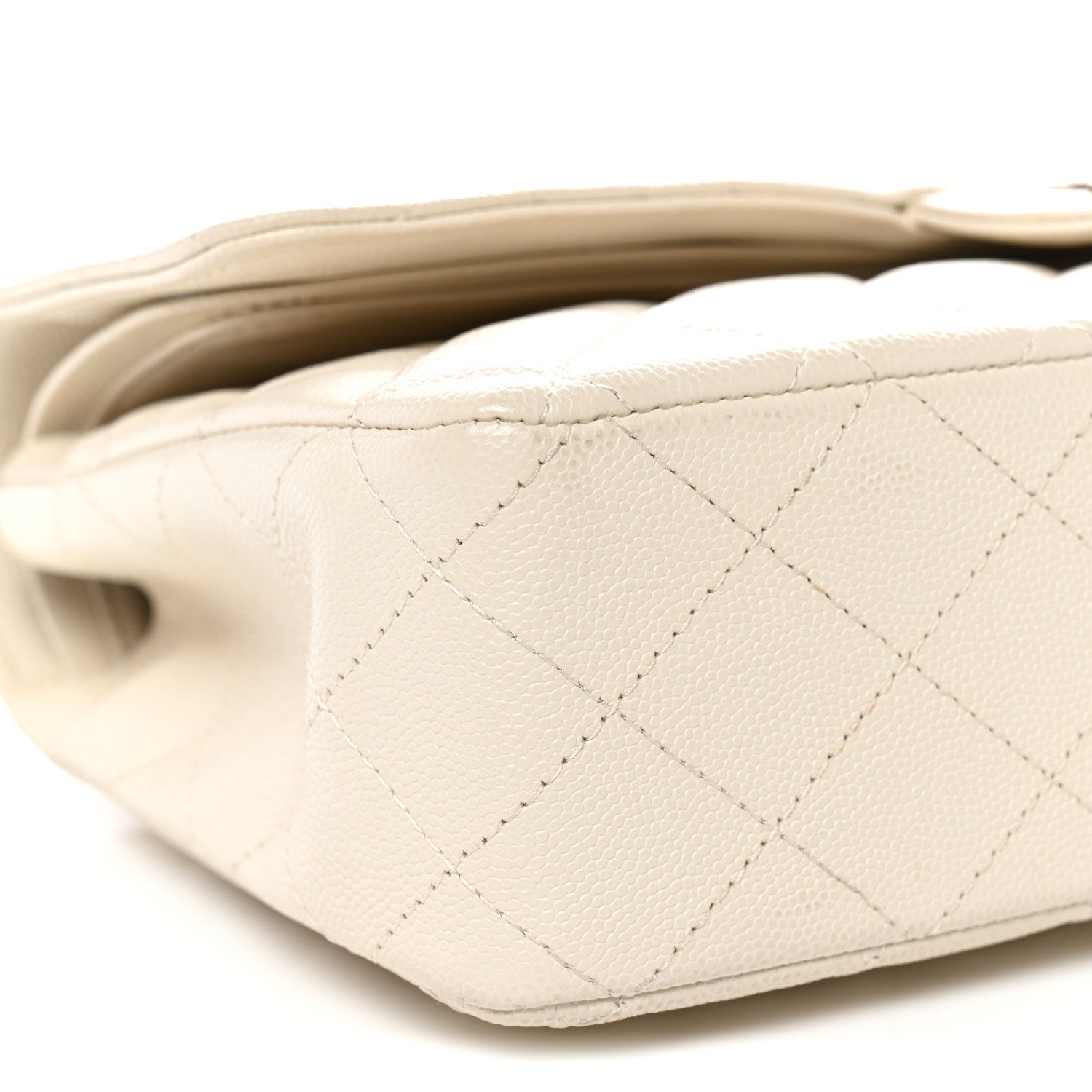 Caviar Quilted Medium Double Flap White