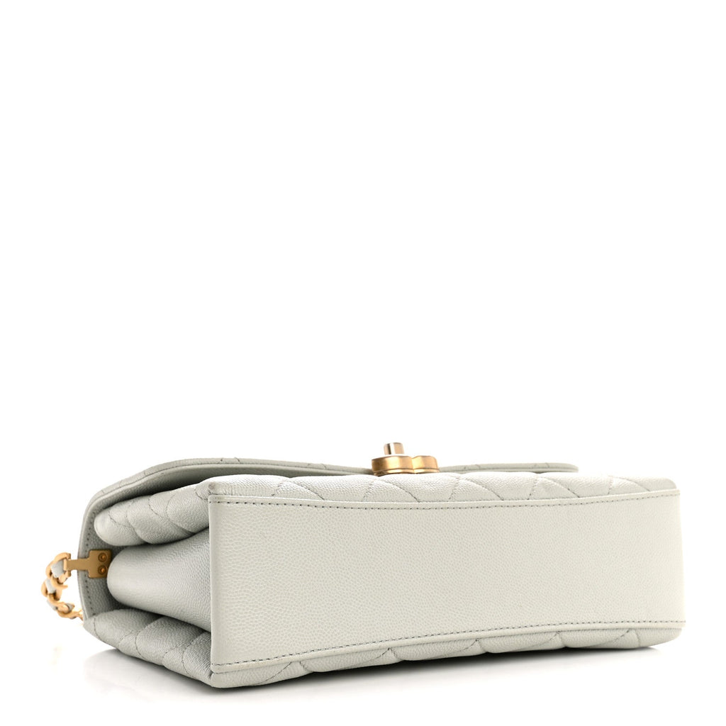 Caviar Quilted Medium Carry Me Top Handle Flap Light Blue
