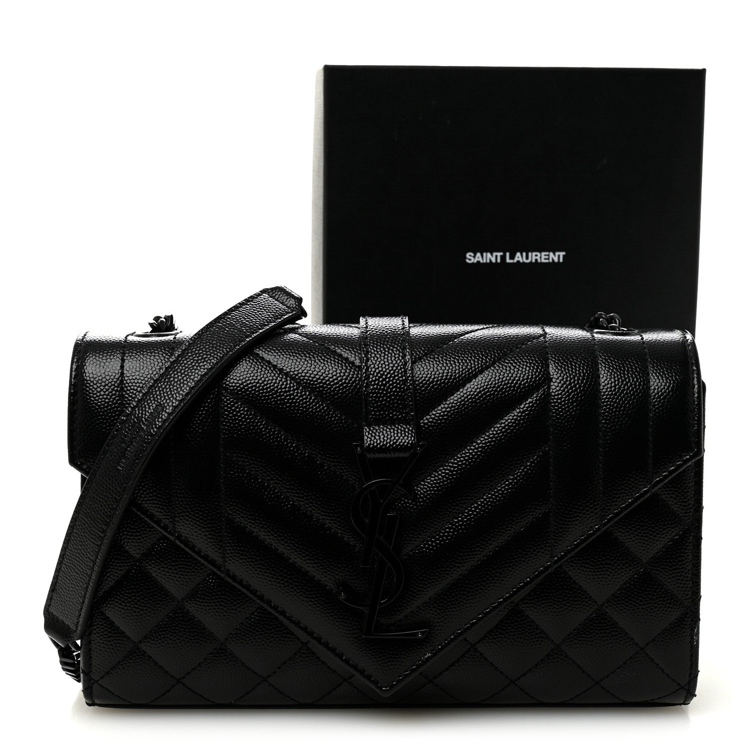 Grain De Poudre Textured Mixed Matelasse Triquilt Small Monogram Monochrome Satchel Black