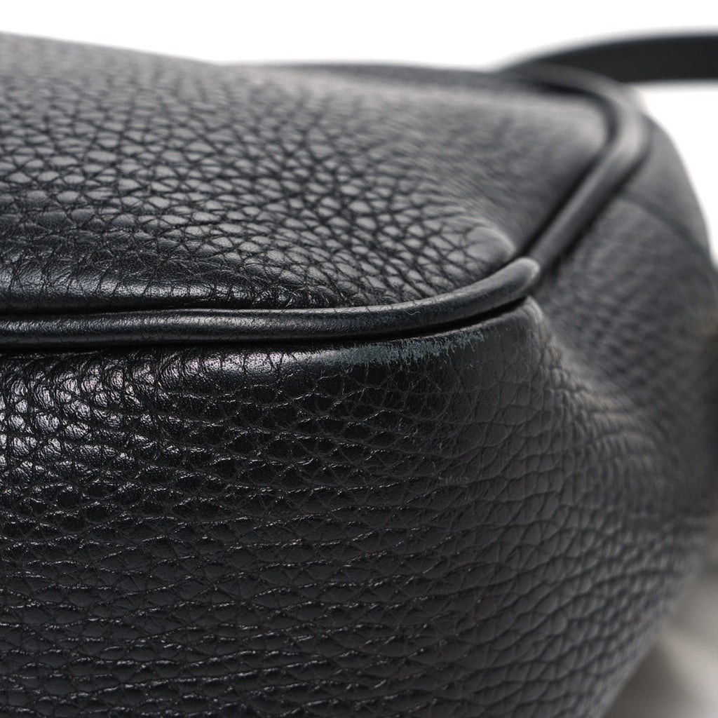 Pebbled Calfskin Small Soho Disco Bag Black