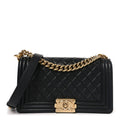 Lambskin Quilted Medium Boy Flap Black
