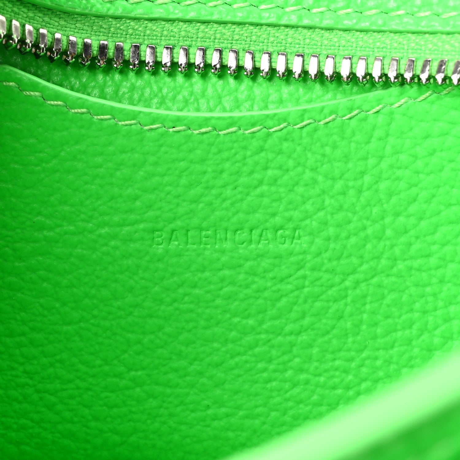 Grained Calfskin Neo Classic Silver Hardware Nano City Crossbody Fluo Green