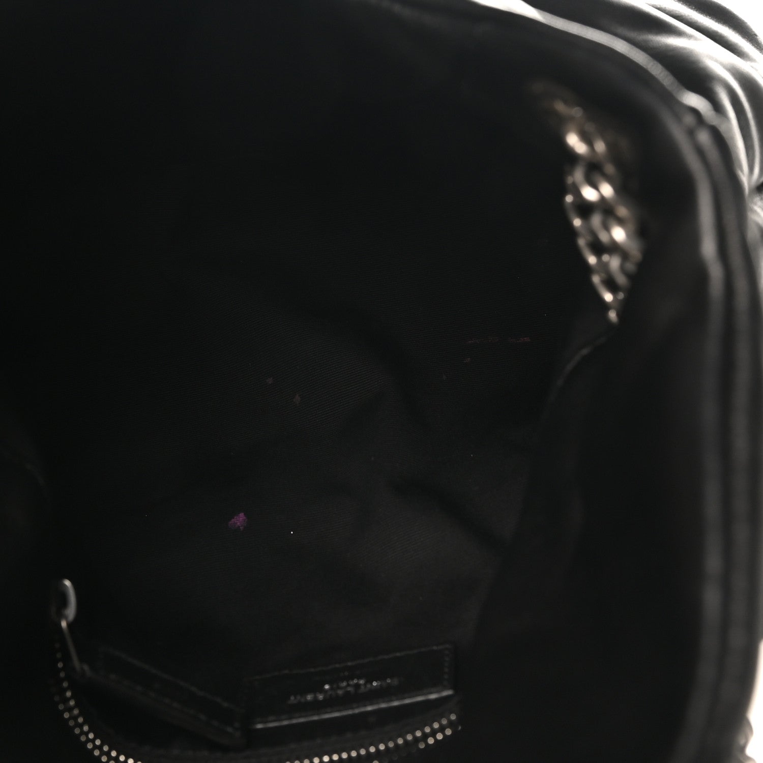 Lambskin Quilted Small Loulou Puffer Monogram Chain Satchel Black