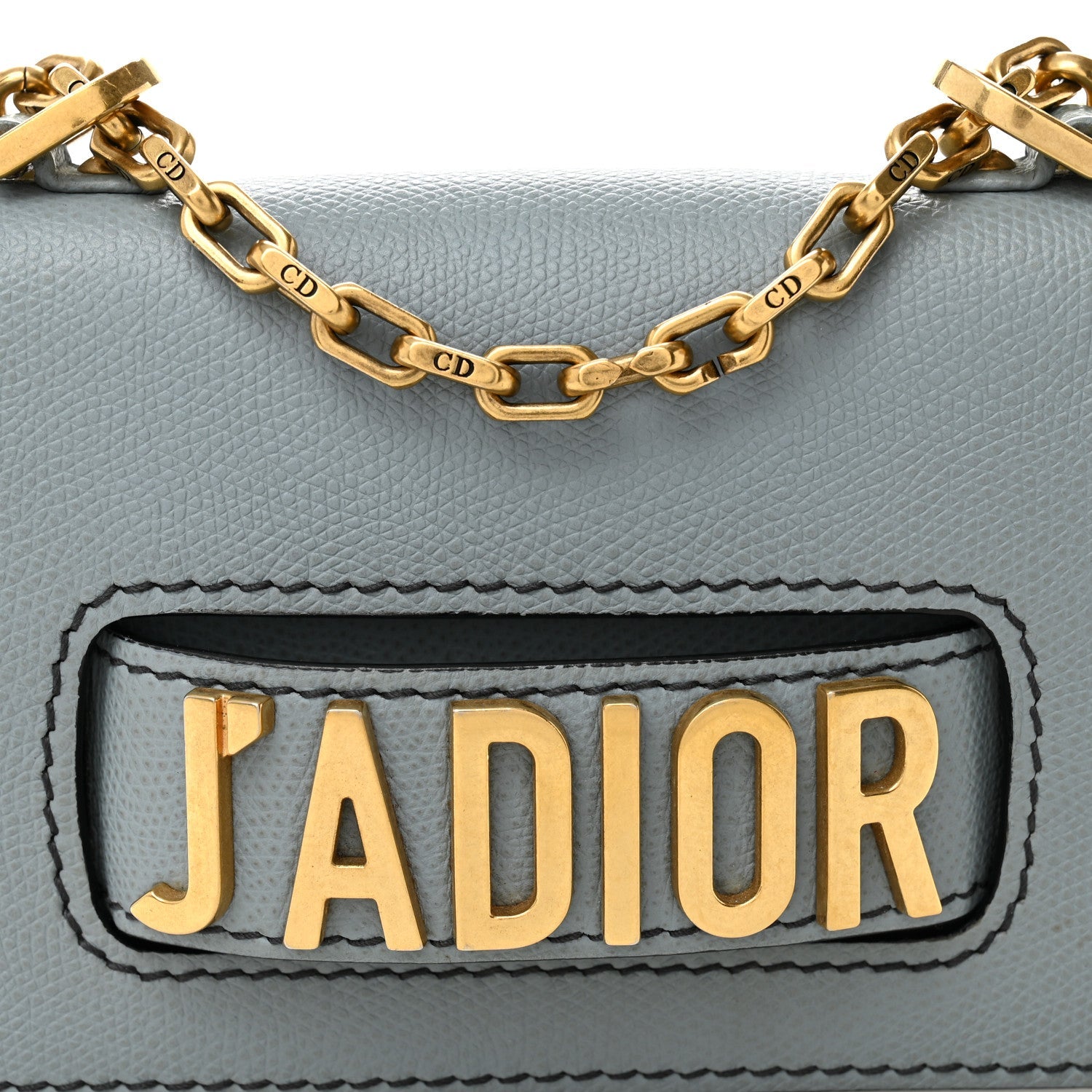 Grained Calfskin Mini J'Adior Chain Flap Bag Sky Blue