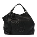 Pebbled Calfskin Large Soho Shoulder Bag Black