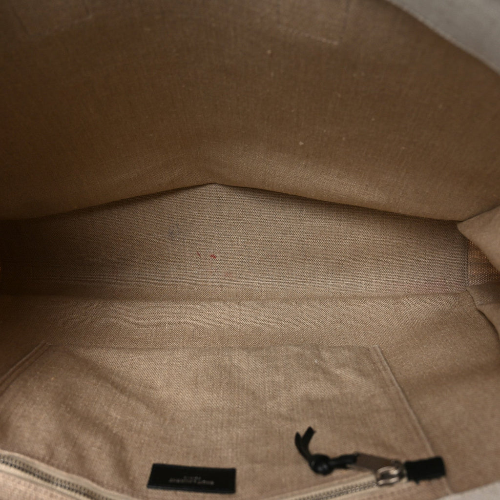 Linen Calfskin Rive Gauche Tote Greggio Natural